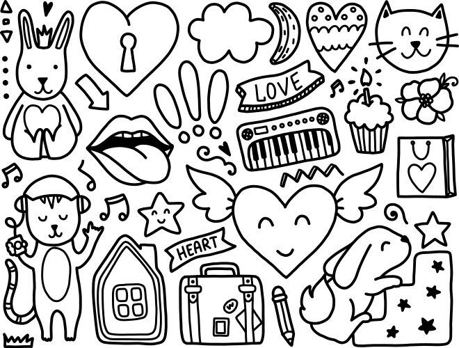 Doodles cute elements vector image