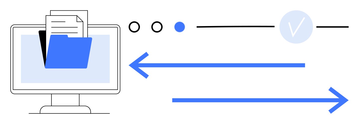 Computer monitor displaying folder and documents vector image