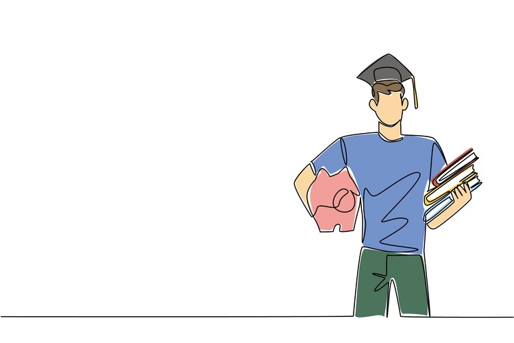 Man with Graduation Cap & Books Vector Image