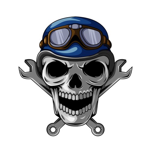 Biker skull graphic mascot character Vector Image