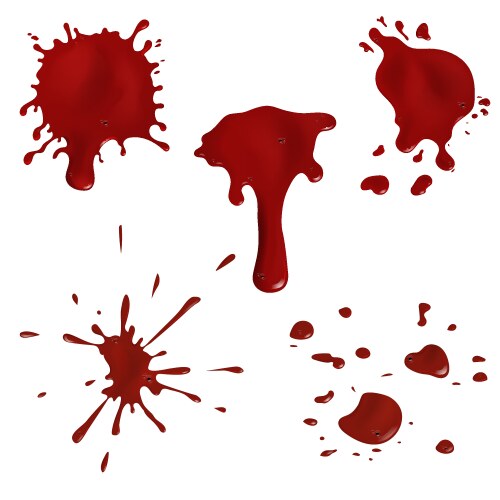 Blood blots realistic set Royalty Free Vector Image