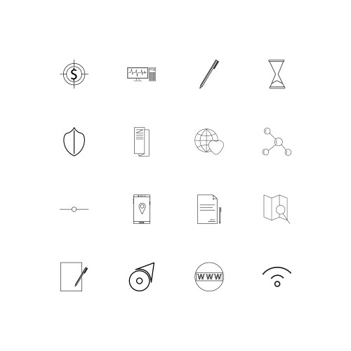 Web and text simple linear icons set outlined vektorbild