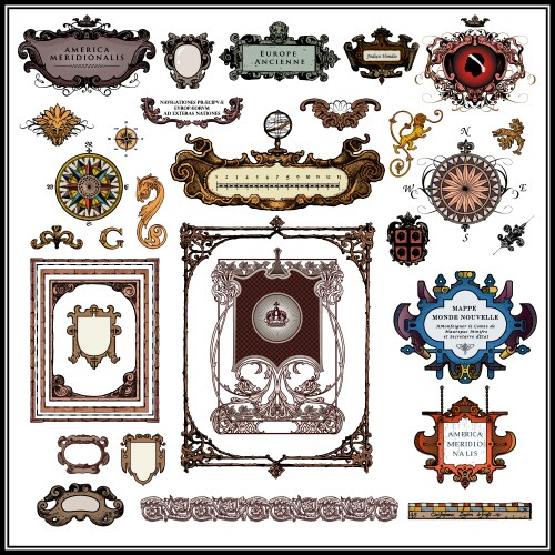 Hand drawn line border set and design elements Vector Image