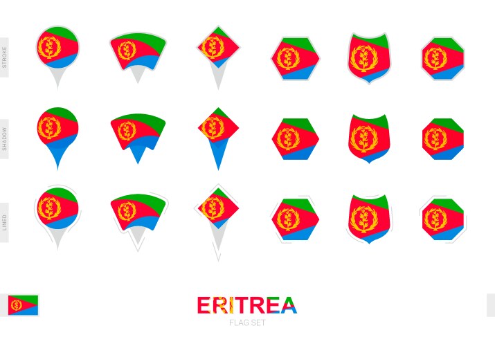 Collection of the eritrea flag in different vector image