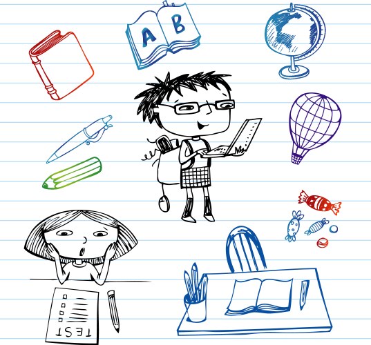 Study and education doodle set vector image