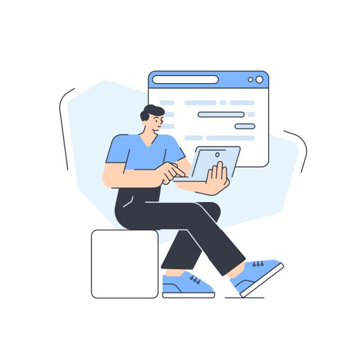 Male coder programming web site service mobile vektorbild