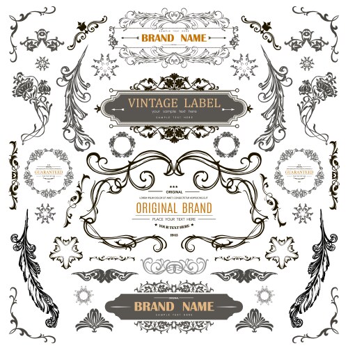 Set of vintage decorations elements vector image