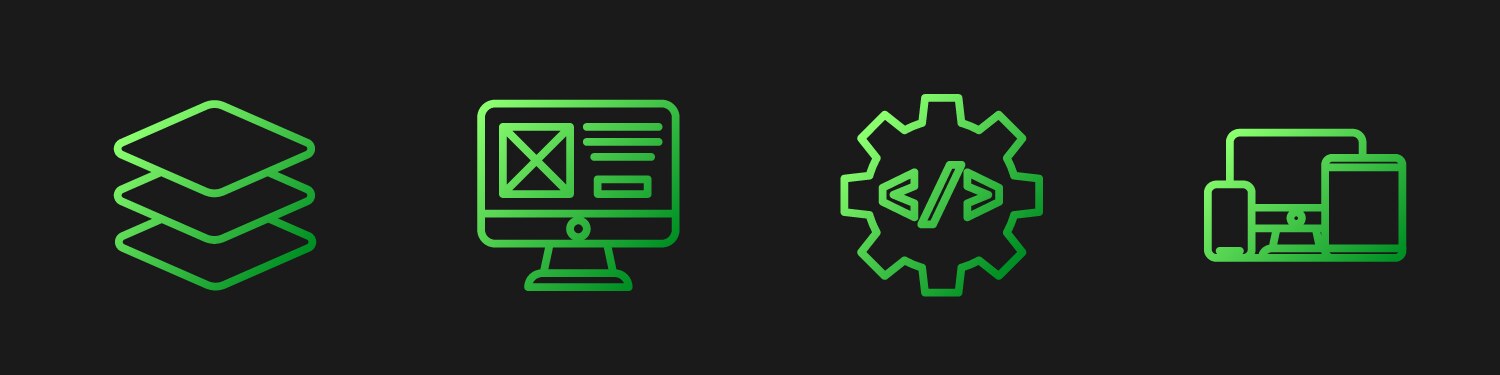 Set line front end development layers ui or ux vector image