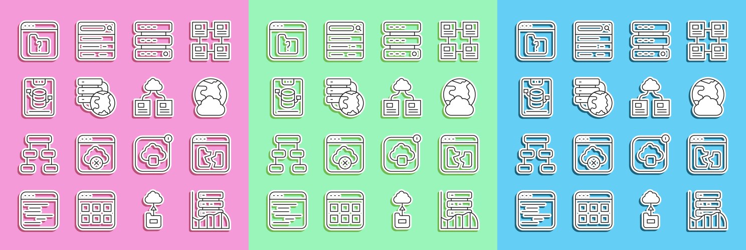 Set line server data web hosting broken file vector image