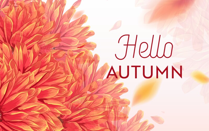 Hello autumn watercolor floral design flowers Vector Image