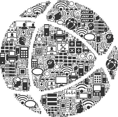 Internet mosaic icon for bigdata and computing vector image