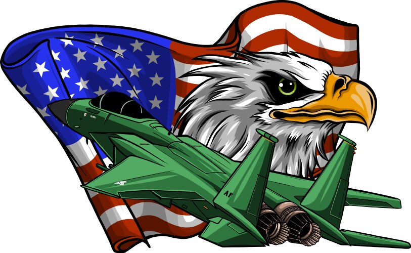 Military Jets with Eagle & American Flag Vector Image