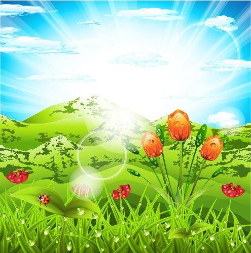 Green landscape with trees Royalty Free Vector Image