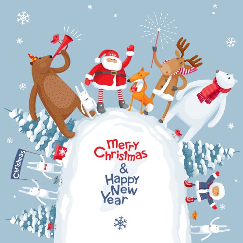 Winter Christmas Mountain Scene Vector Image