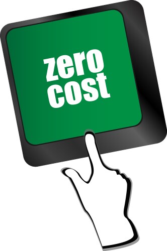 Zero cost button on computer keyboard key vector image