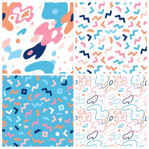 Set of abstract seamless patterns black and white Vector Image
