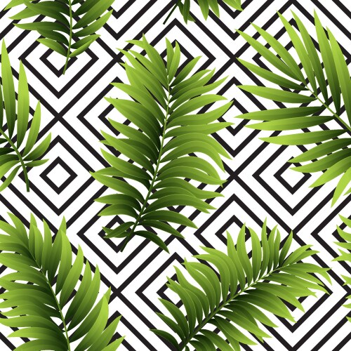 Tropical Palm Leaf Geometric Pattern Vector Image