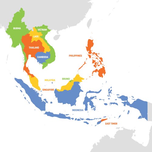 Southeast Asia Countries Map Vector Image