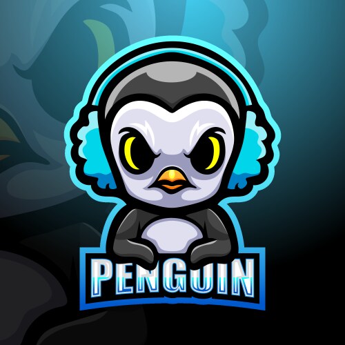 Gamer penguin mascot esport logo design Vector Image