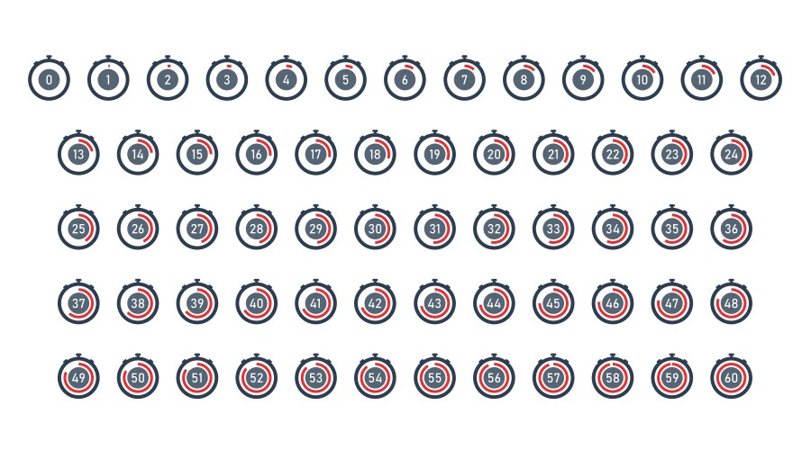 Stopwatch timer countdown with numbers from 0 vector image