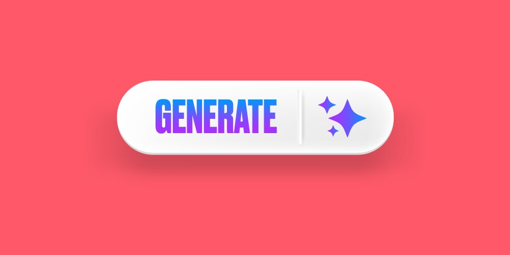 Generate button clean white ui element vector image
