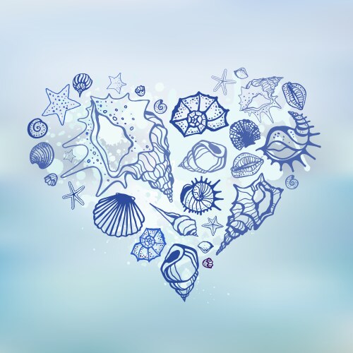 Seashell Heart Summer Vector Image