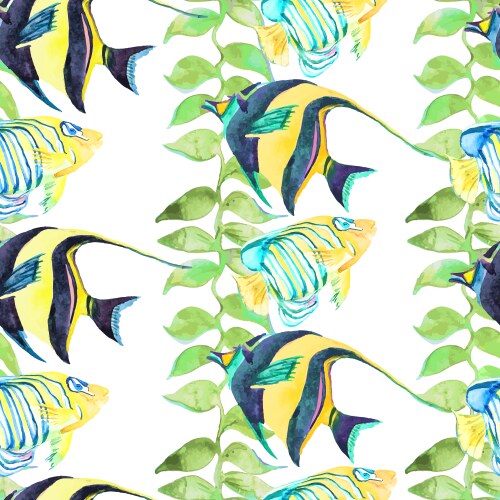 Tropical fish pattern seamless art Vector Image
