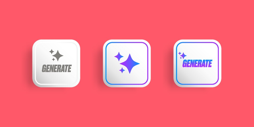 Generate button clean white ui element vector image