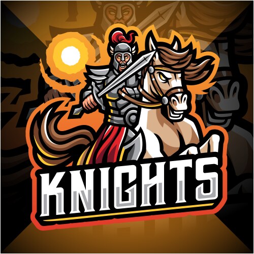 Knight Mascot with Horse Jump Logo Vector Image