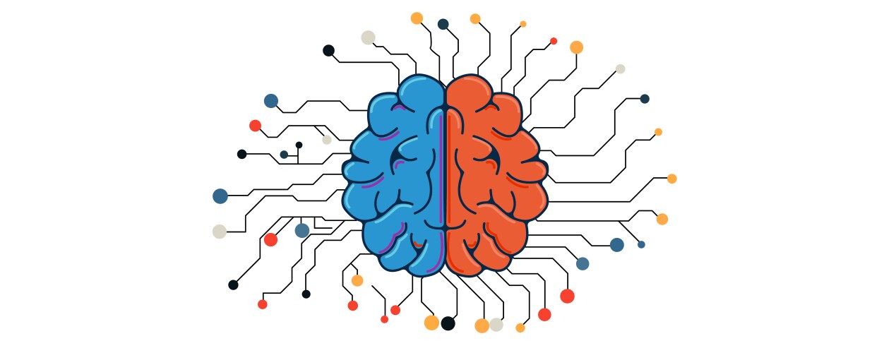 Neural network and data science technology vector image