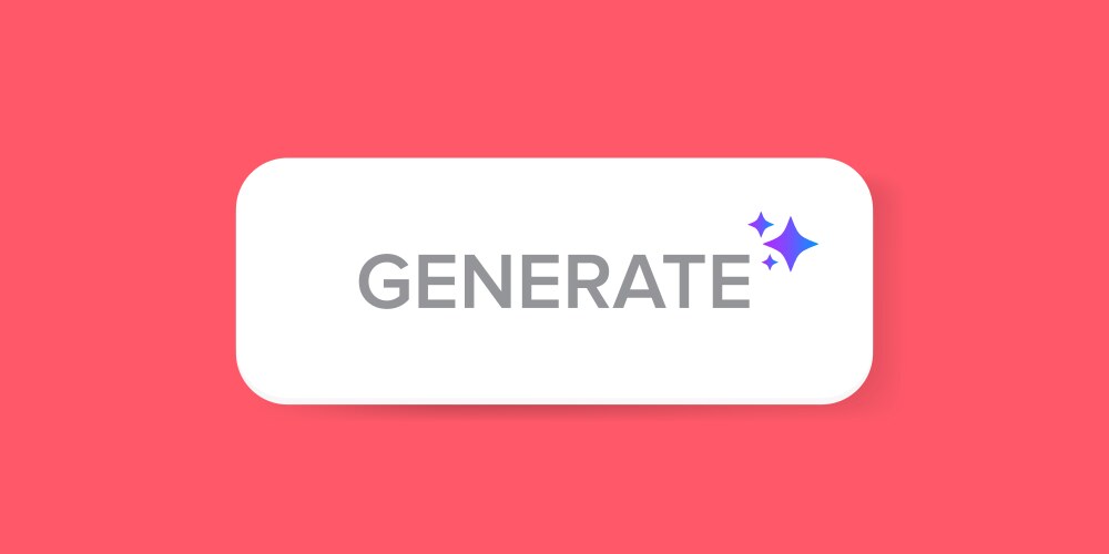 Generate button clean white ui element vector image