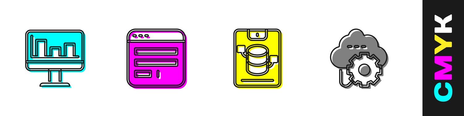 Set monitor with graph chart browser window vector image
