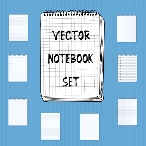 Notebook notepad set include realistic hand drawn vector image