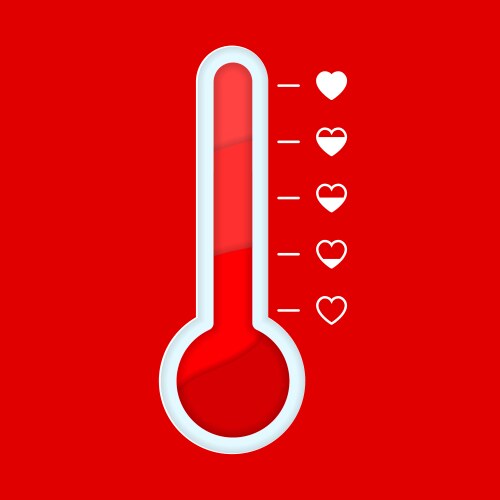 Love thermometer hot or frozen heart temperature Vector Image
