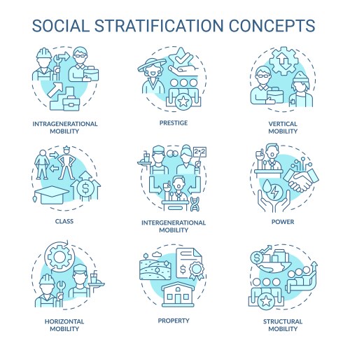 social stratification and mobility soft blue vector