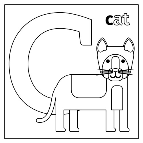 Cat letter c coloring page vector image