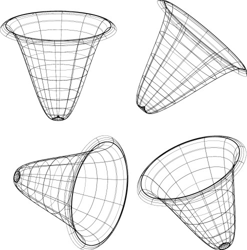 Abstract 3d wireframe objects spatial shapes vector image