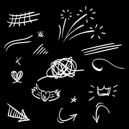 Hand drawn set abstract doodle elements vector image