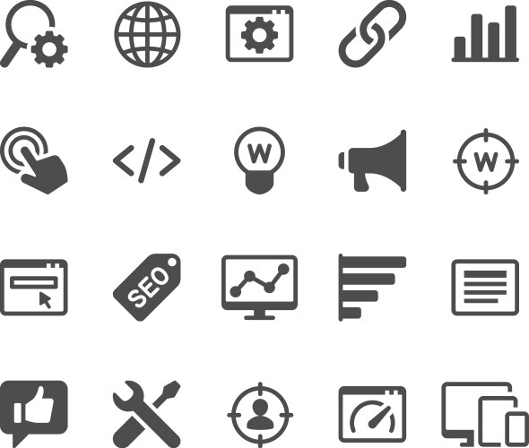 Search engine optimization icon set Royalty Free Vector