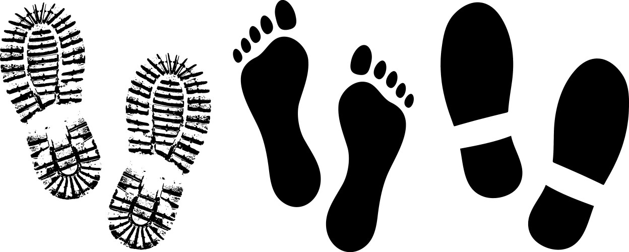 Shoe sole footprints human shoes silhouette foot vector image