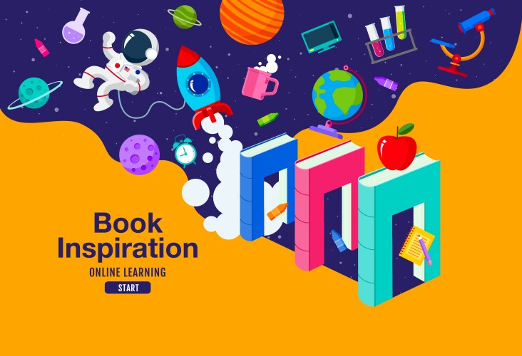 Book inspiration online learning study from vector image