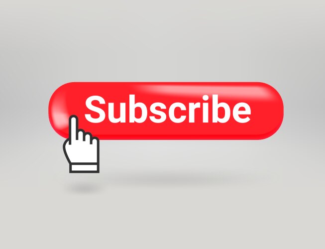 subscribe button with pointer 3d objects isolated vector image