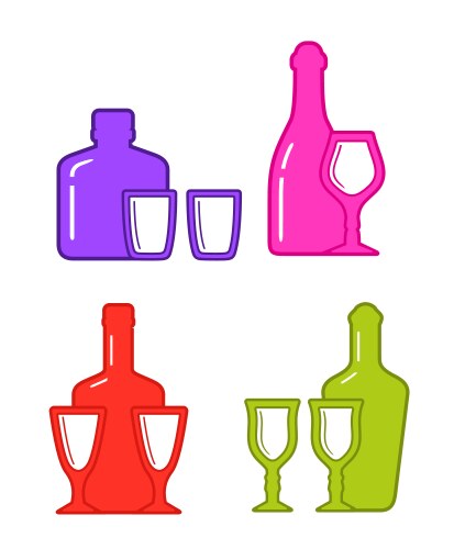 colorful alcohol icons vector image vector image