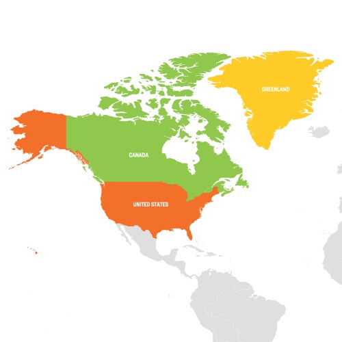 North america region map countries in northern Vector Image