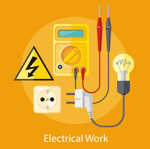 Electrical service workers composition Royalty Free Vector