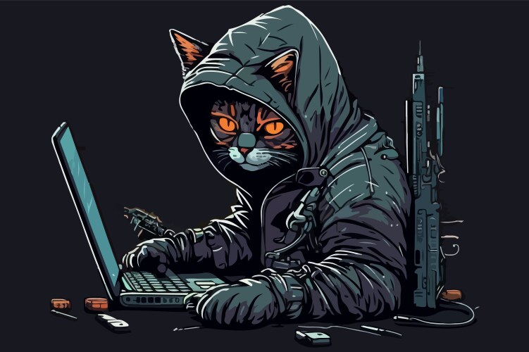 Cat hacker vector image