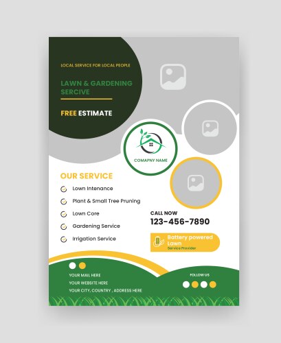 Professional landscaping flier template Royalty Free Vector