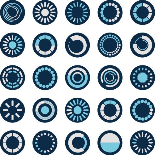 Loading circles block style icon set design vector image