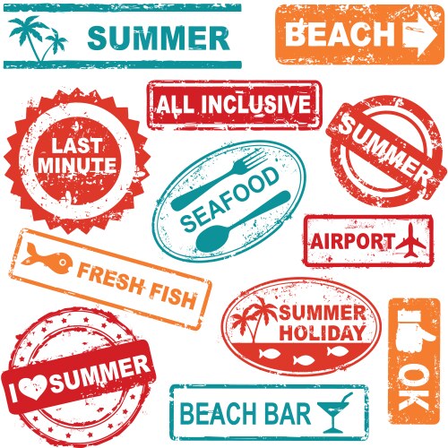 summer rubber stamp collection vector image