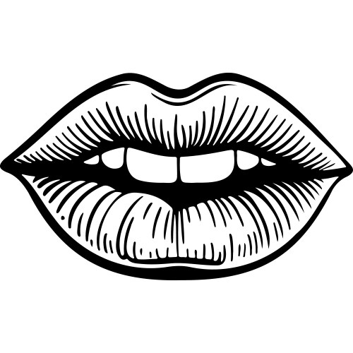 Drawing lips engraving of black Vector Image